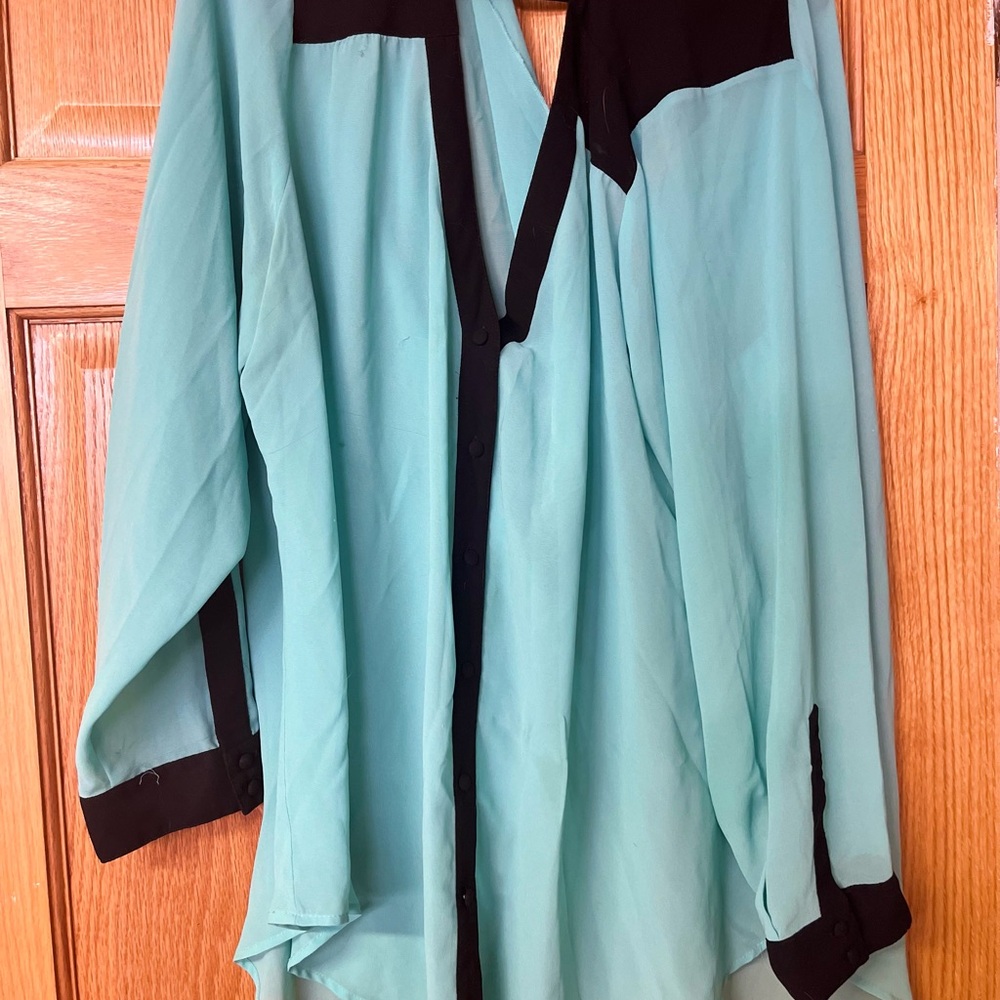 Women's Black and Green Blouse